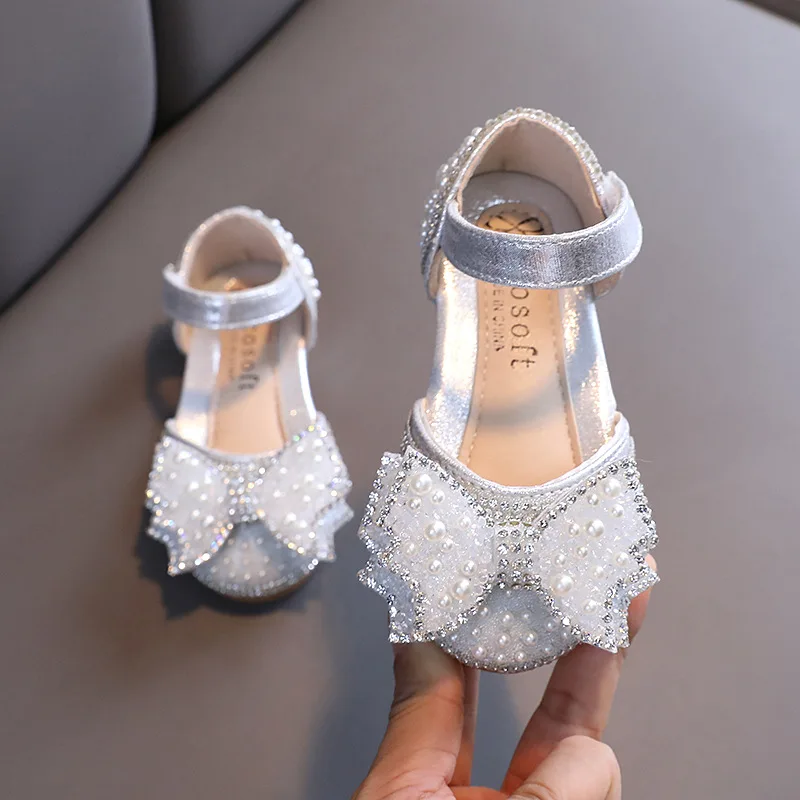 Top Trends: Summer Girls Flat Princess Sandals Fashion Sequins Bow Rhinestone Baby Shoes Kids Shoes Party Wedding Party Sandals E618 Shoppable Styles