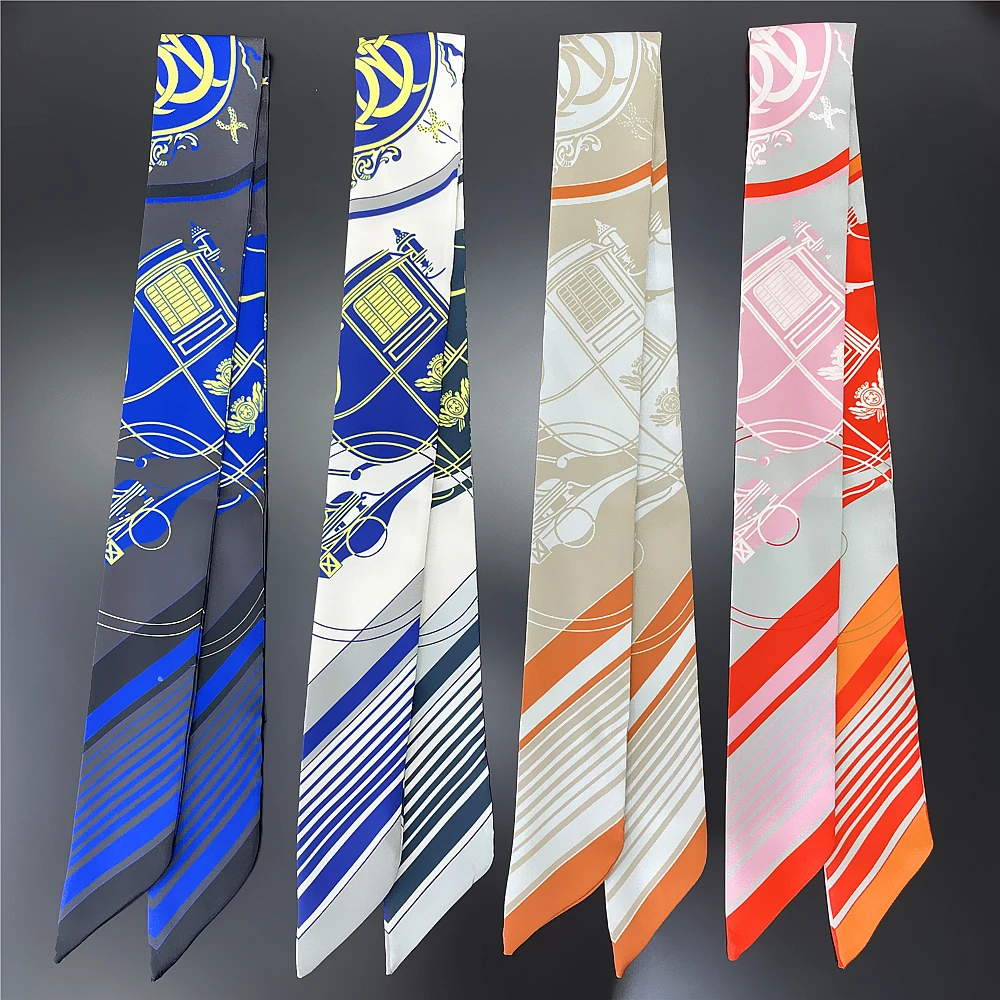 Top Trends: Fashion Hair Scarf 2023 New Brand Design Women Luxury Silk Scarf Fashion Carriage Headband Skinny Bag Scarves Neckerchief Shoppable Styles