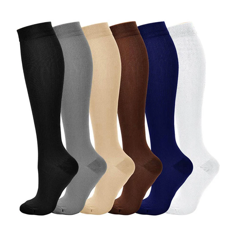 Top Trends: Nylon Compression Socks For Men & Women Varicose Vein Leg Knee High Support Sockings Solid Color Stretch Long Thigh High Socks Shoppable Styles