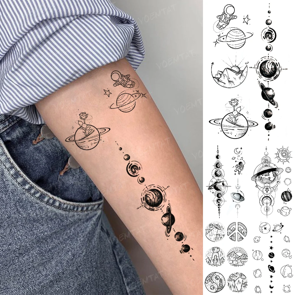 Top Trends: Water Transfer Waterproof Temporary Tattoo Sticker Astronaut Earth Star Moon Flash Tatto Woman Man Kid Child Body Art Fake Tatoo Shoppable Styles