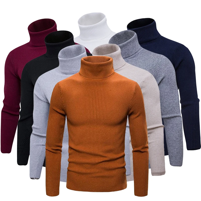 Top Trends: 2023 High Neck Thick Winter Warm Sweater Men Turtleneck Brand Mens Sweaters Slim Fit Pullover Men Knitwear Male Double Collar Shoppable Styles