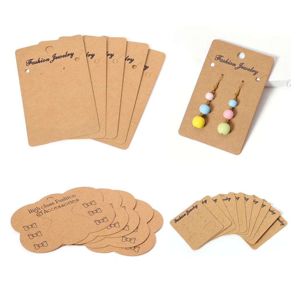 Top Trends: 50pcs Earrings Necklaces Display Card Cardboard Earring Packaging Hang Tag Card Ear Studs White Paper Card Jewelry DIY Wholesale Shoppable Styles