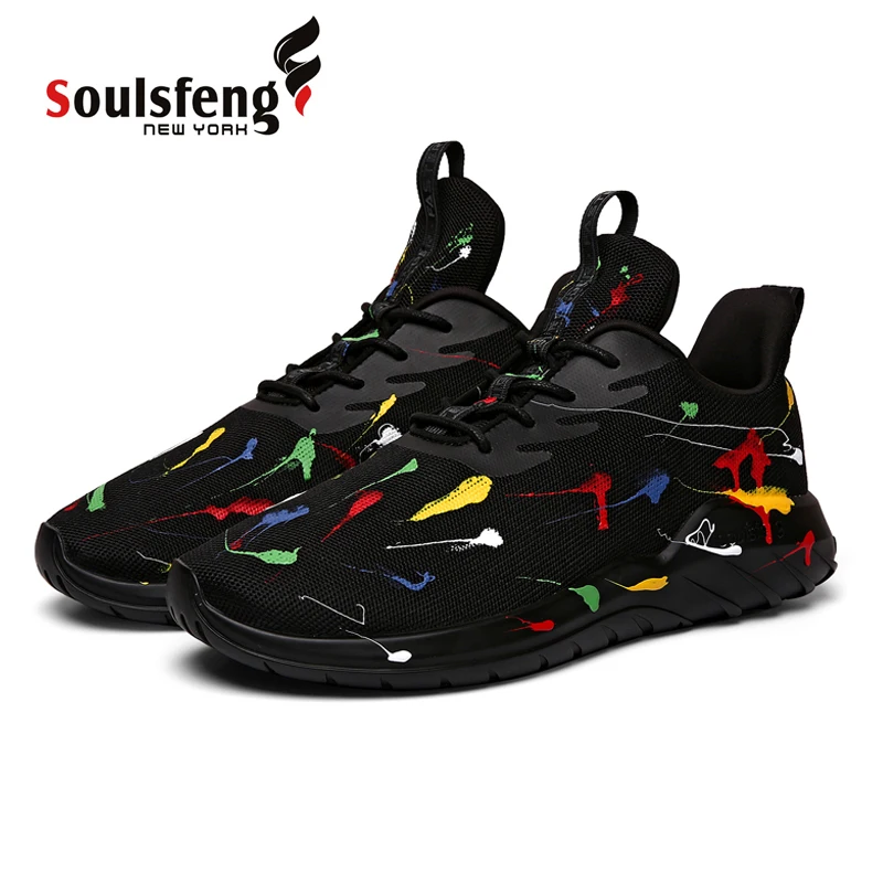 Top Trends: Soulsfeng Mens Running Shoes Mesh Breathable Lightweight Cushioning Training Inkjet Pattern Athletic Sneakers Womens Summer Shoppable Styles - Image 2