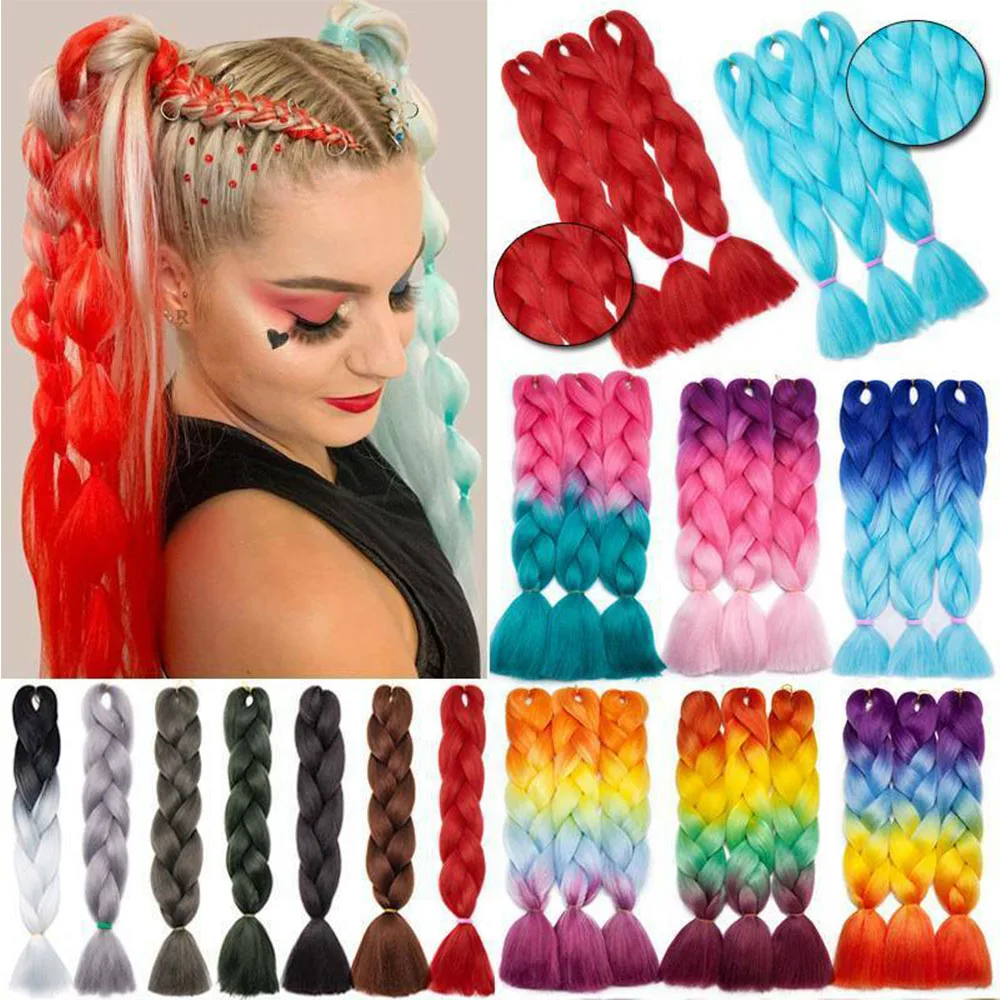 Top Trends: Lihui 24" Synthetic Braiding Hair Ombre Braiding Hair Packs Jumbo Braid Hair For Women Wholesale DIY Hairstyle Blue Grey Shoppable Styles