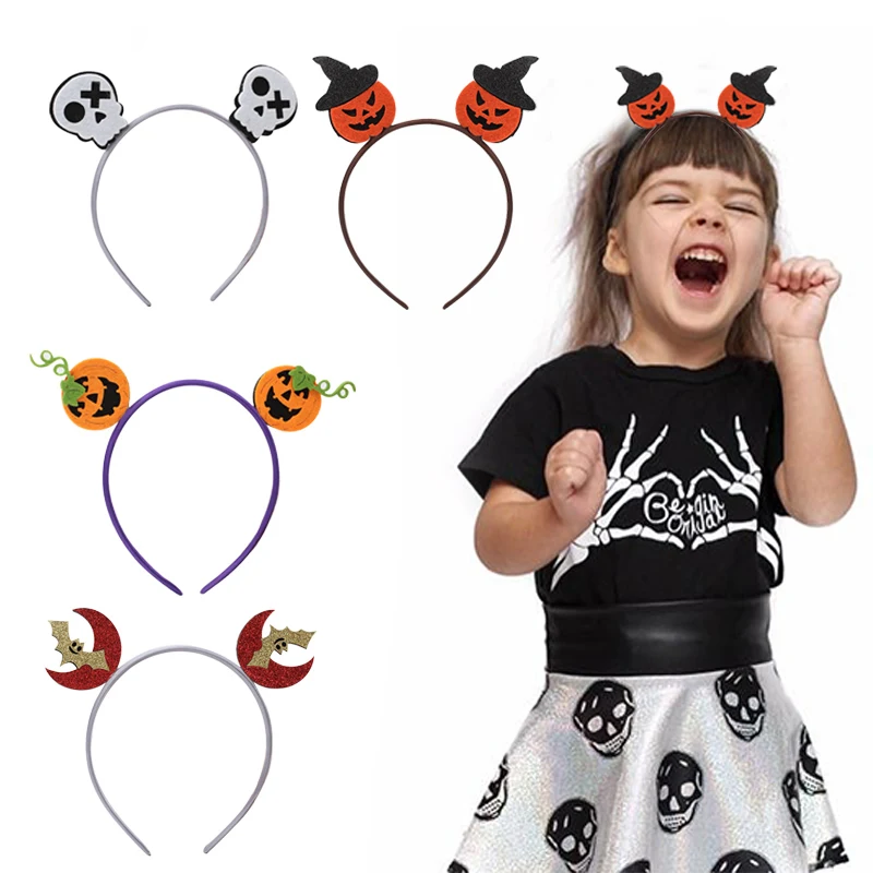 Top Trends: Glitter Halloween Hair Bands For Girls Cartoon Ghost Pumpkin Children Headbands Kids Cute Halloween Hair Accessories Headwear Shoppable Styles