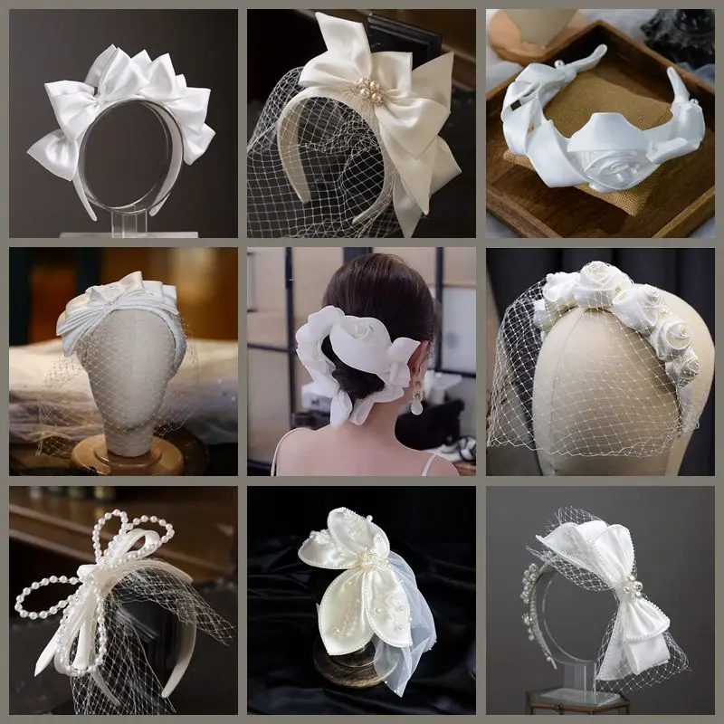 Top Trends: New White Bridal Hairband Mesh Satin Bow Headband Vintage Fairy Bridal Wedding Hair Accessory Shoppable Styles