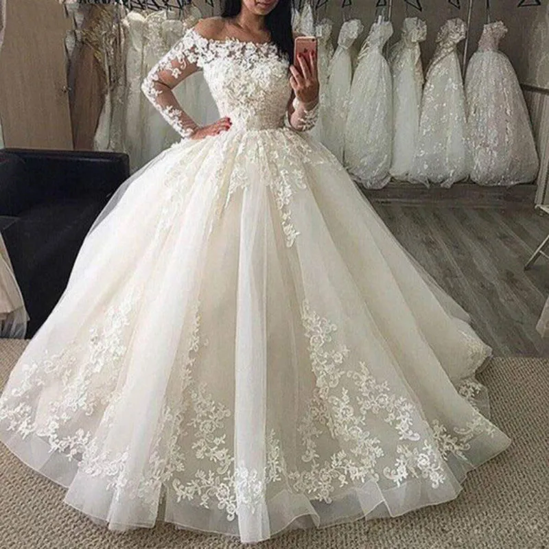 Top Trends: NUOXIFANG Vintage White Lace Appliques Wedding Dresses 2022 Crystal Sash Button Back Ball Gown Wedding Gowns Vestido De Noiva Shoppable Styles