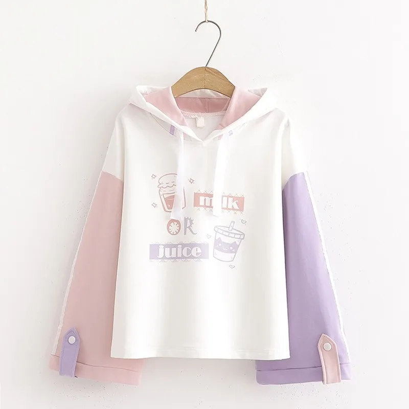 Top Trends: Harajuku Kawaii Teen Girl Hoodies Cute Cat Cartoon Graphic Women Sweetshirts Hooded Sweatshirt Vintage Striped Fashion Clothes Shoppable Styles