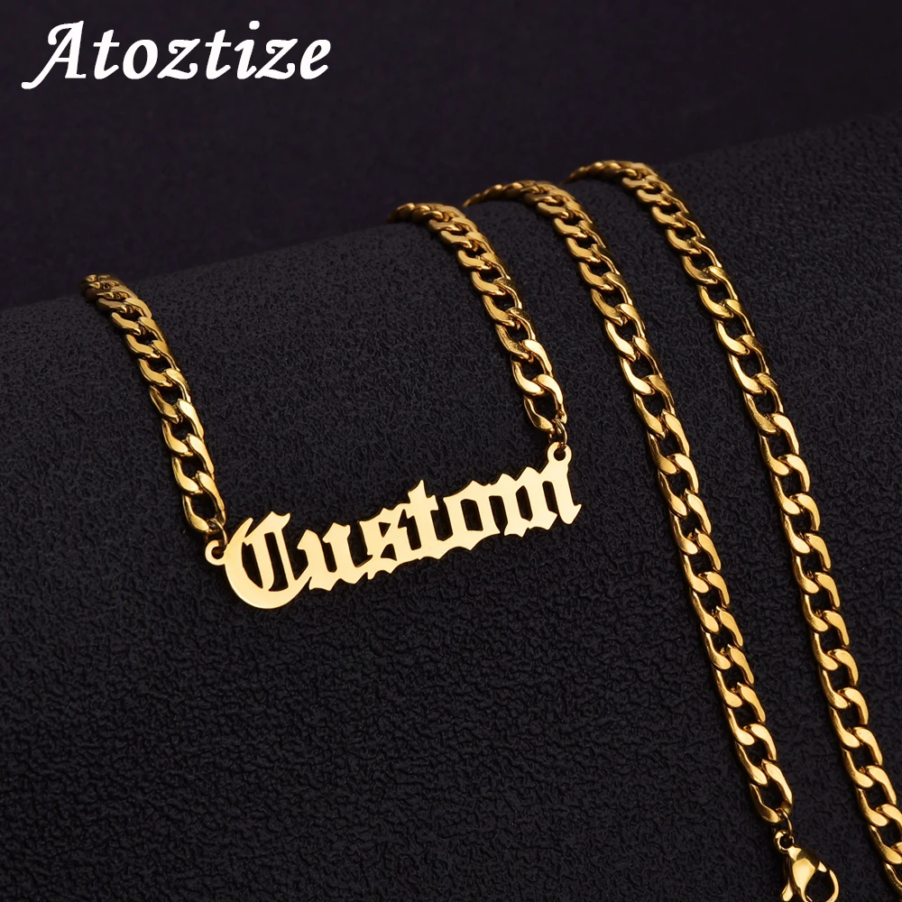 Top Trends: Atoztide Customized Fashion Stainless Steel Name Necklace Personalized Summer Letter NK Chain Necklace Pendant Nameplate Gift Shoppable Styles