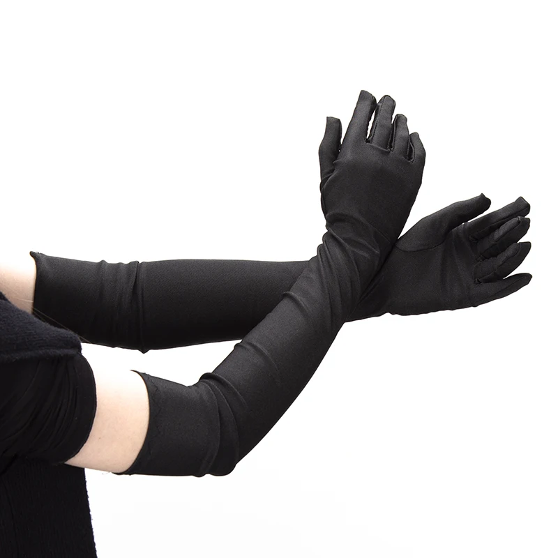 Top Trends: New Classic Adult Black Opera / Elbow / Wrist Stretch Satin Finger Long Fashion Gloves Women Flapper Driving Gloves Matching Costume Shoppable Styles