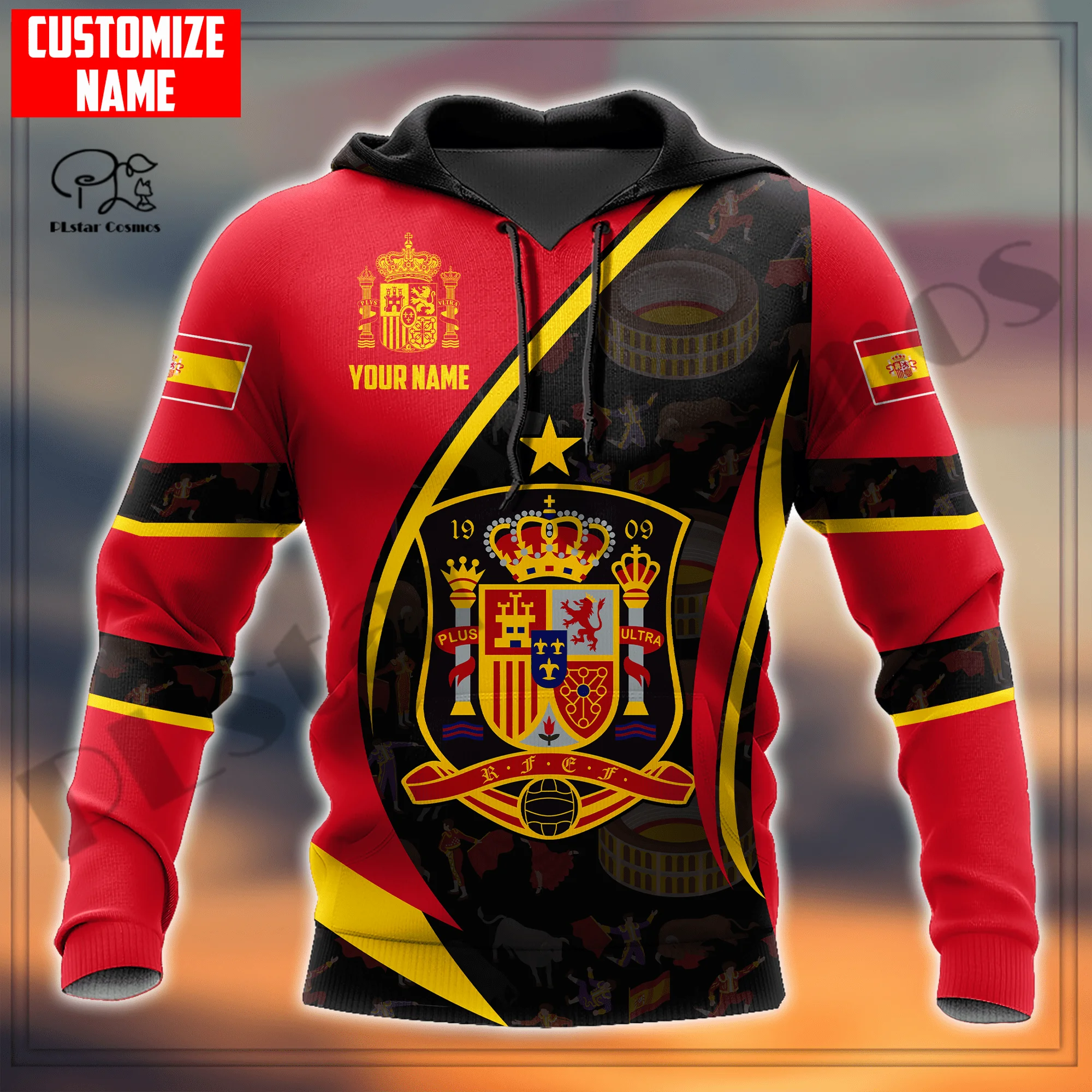 Top Trends: PLstar Cosmos 3DPrinted Newest Spain Flag Custom Name Gift Unique Hrajuku Streetwear Unisex Casual Hoodies / Zip / Sweatshirt Style4 Shoppable Styles