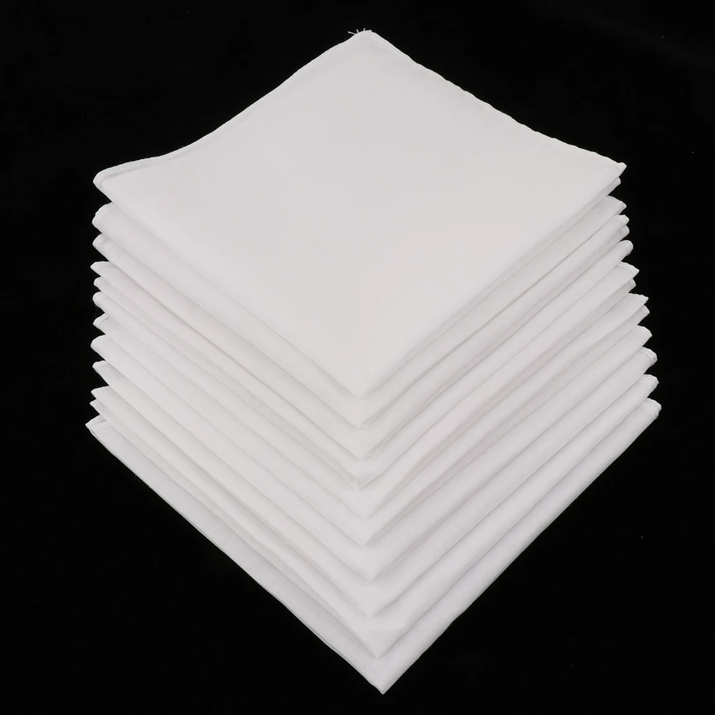 Top Trends: 5 / 10pcs Mens White Handkerchiefs Cotton Square Super Soft Washable Hanky Chest Towel Pocket Square 28 X 28cm Pocket Towel Shoppable Styles