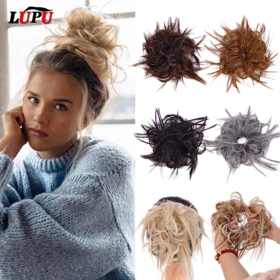 Top Trends: LUPU Synthetic Chignon Messy Scrunchies Elastic Band Hair Bun Straight Updo Hairpiece High Temperture Fiber Natural Fake Hair Shoppable Styles