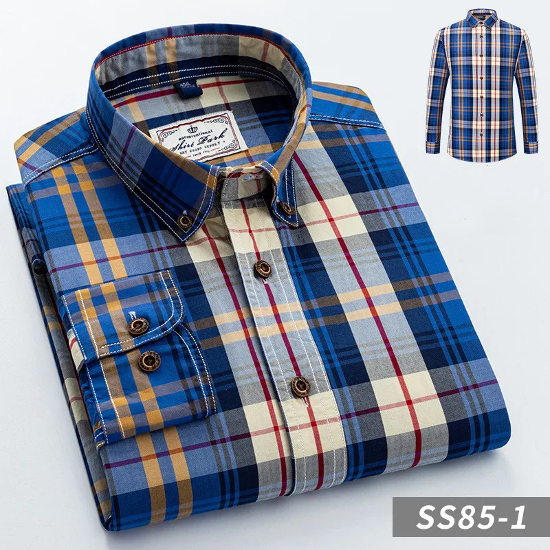 Top Trends: British Style Men's Plaid Long-Sleeve Casual Shirt Regular-Fit Button-Collar Design 100% Cotton High Quality Male Social Shirts Shoppable Styles - Image 5