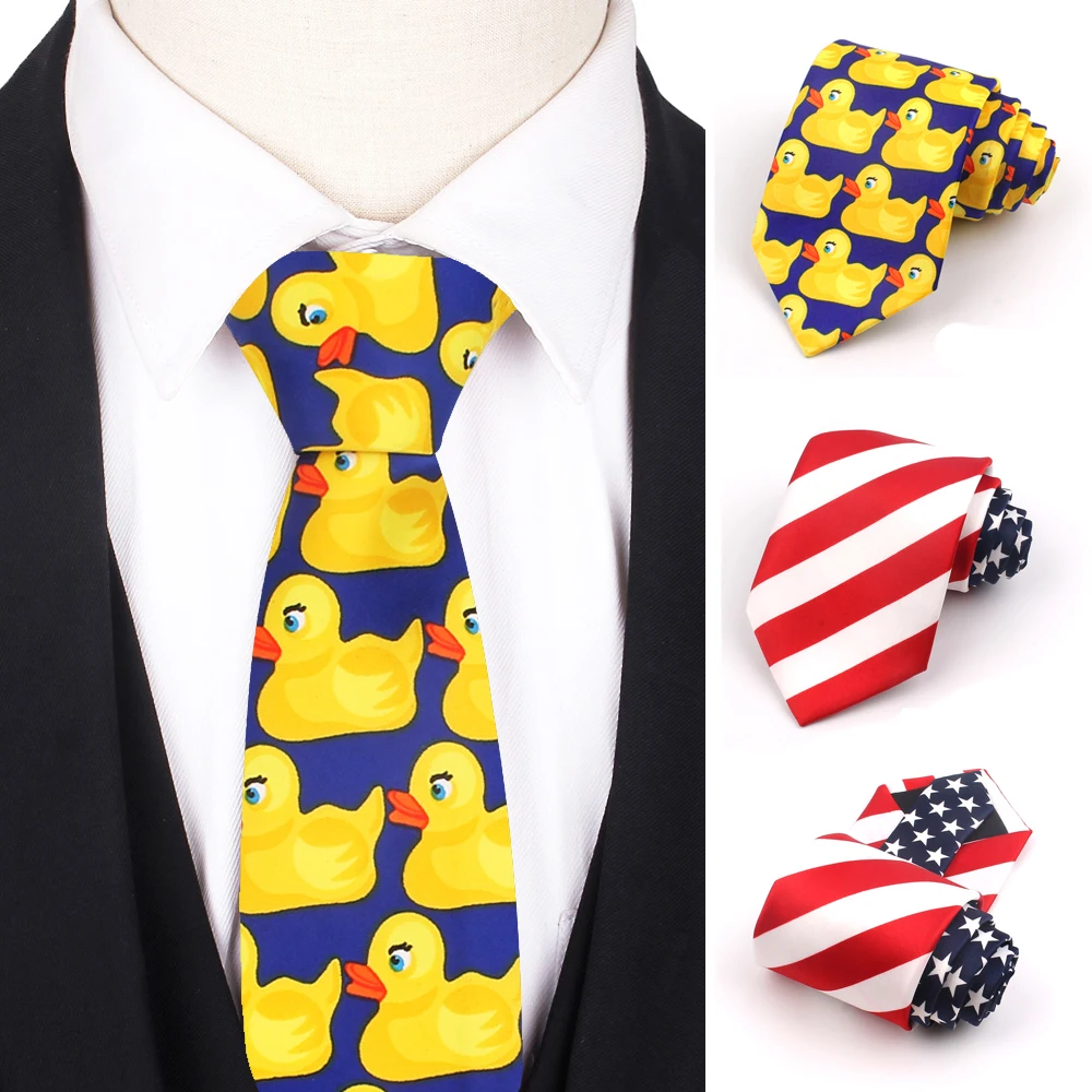 Top Trends: Cartoon Neck Ties For Men Women Casual Suits Funny Tie Gravatas Skinny Flag Print Mens Neckties For Party Slim Men Ties Shoppable Styles