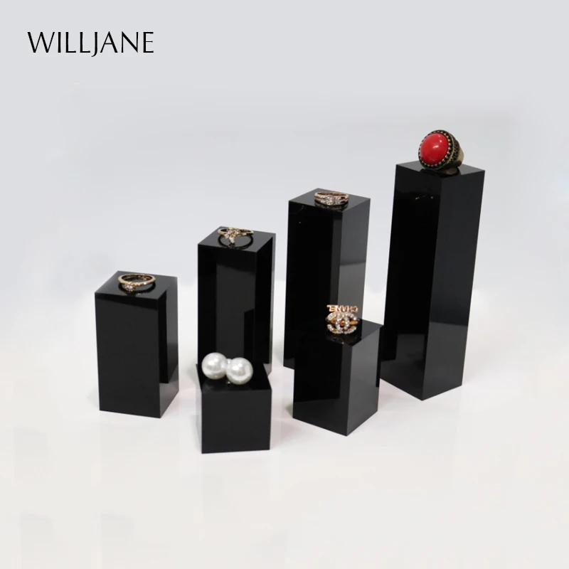 Top Trends: Black Acrylic Solid Block Ring Pendant Jewelry Display Cube Pedestal Art Sculpture Stand Bracelet Necklace Photography Holder Shoppable Styles