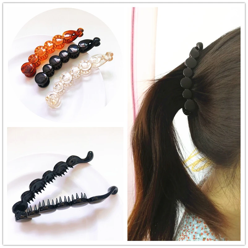 Top Trends: 10 Cm Free Hair Style Hairpins Banana Hair Clip For Women Solid Tortie Pearl Shape Hair Claw Twist Ponytail Holders Rena Chris Shoppable Styles