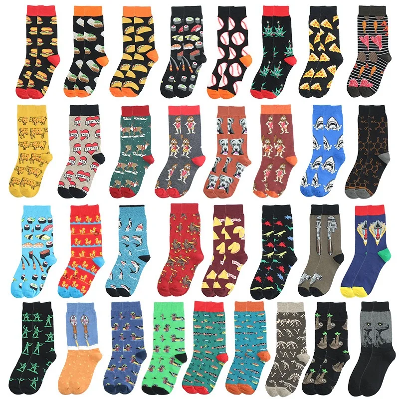 Top Trends: Fashion Men Combed Cotton Sock Anime Funny Happy Personality Fruit Food Crew Socks Men&#039;s Sox Hip Hop Street Skarpety Long Socks Shoppable Styles