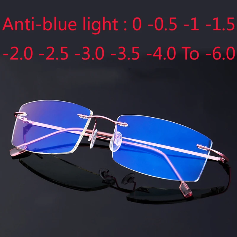 Top Trends: Customize Coating Frameless Myopia Glasses Anti Blue Light Prescription Computer Eyeglasses 0 -0.5 -1 -1.5 -2 -2.5 -3 -4 -5 -6 Shoppable Styles