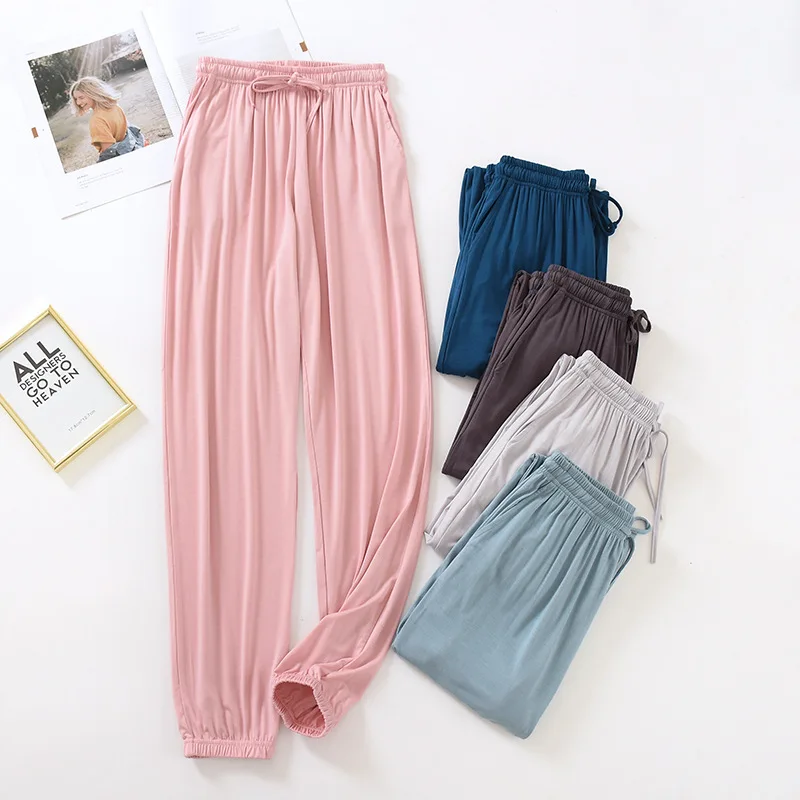 Top Trends: Japanese New Style Home Service Ladies Pants Spring And Summer Thin Modal Loose Large Size Solid Color Home Pants Women Bottoms Shoppable Styles