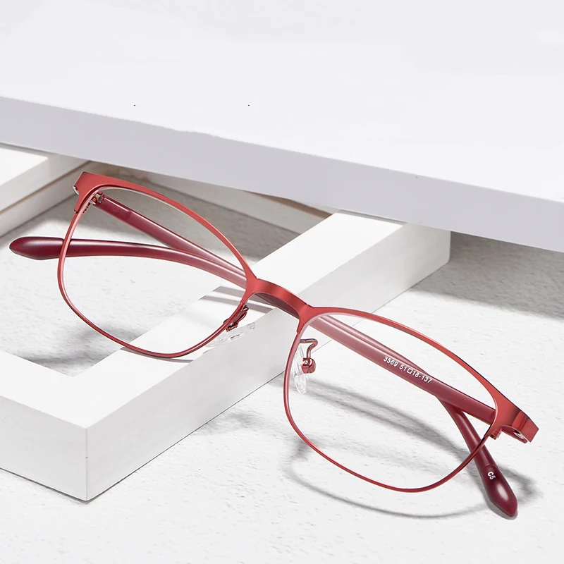 Top Trends: Women Business Alloy Glasses Frame Full Rim Myopia Spectacle Frames Flexible TR Temples Hyperopia Optical Eyewear 3569 Shoppable Styles