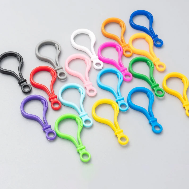 Top Trends: 20pcs 25x50mm Multicolor Plastic Bulb Shape Lobster Buckle Trigger Clasps Bag Keychain Hooks Finding For Jewelry Making Diy Shoppable Styles