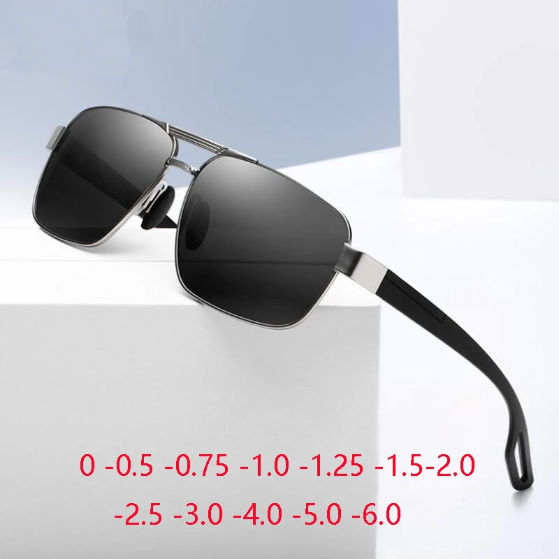 Top Trends: Square Nearsighted Sunglasses Men Polarized Sport Double Beam Myopia Lens Pilot Sunglasses Prescription 0 -0.5 -0.75 To -6.0 Shoppable Styles