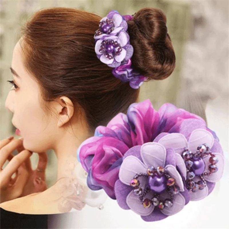 Top Trends: Korean Elegant Flower Scrunchies Women Girls Elastic Hair Rubber Bands Accessories Tie Hair Ring Rope Ponytail Holder Headdress Shoppable Styles