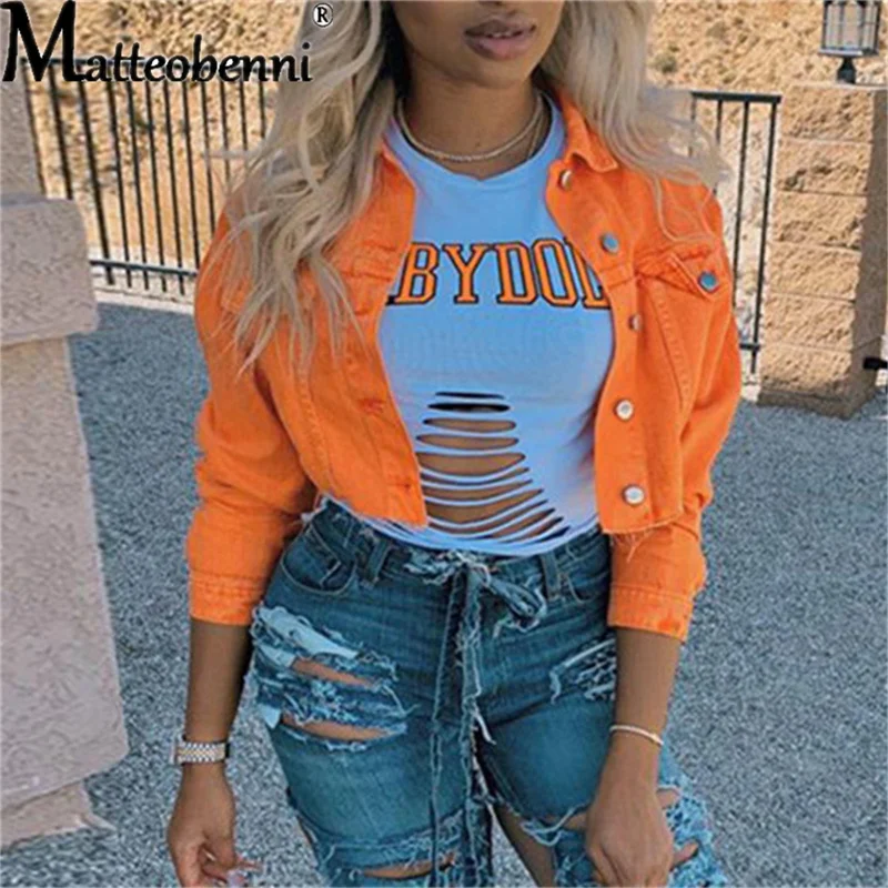 Top Trends: 2021 Spring And Autumn Women Jeans Jacket Long Sleeve Solid Slim Short Denim Jacket Ladies Fashion Streetwear Classic Denim Coat Shoppable Styles