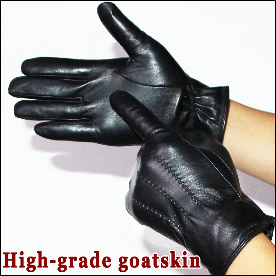 Top Trends: Leather Gloves Men&#039;s High-grade Goatskin Gloves Autumn And Winter Outdoor Warmth Plus Velvet Sheepskin Gloves Driving Gloves New Shoppable Styles