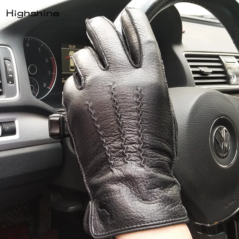 Top Trends: HighShine Men Cashmere Lined Deerskin Leather Dress Gloves Touch Screen Driving Wool Warm Winter Gloves Shoppable Styles - Image 2