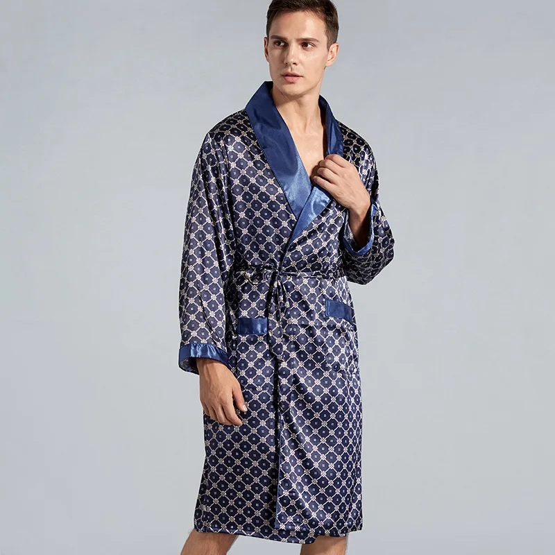 Top Trends: Luxury Men's Silky Satin Kimono Robe 5XL Long Sleeve Sleepwear Bathrobe Oversized Satin Nightgown Summer Home Clothes Shoppable Styles