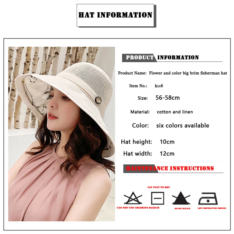 Top Trends: K116 Women's Bucket Hat Panama Fashion Sun Visor Breathable Fisherman Protection Hat Summer Hats Beach Sun Hats Breathable Shoppable Styles - Image 4