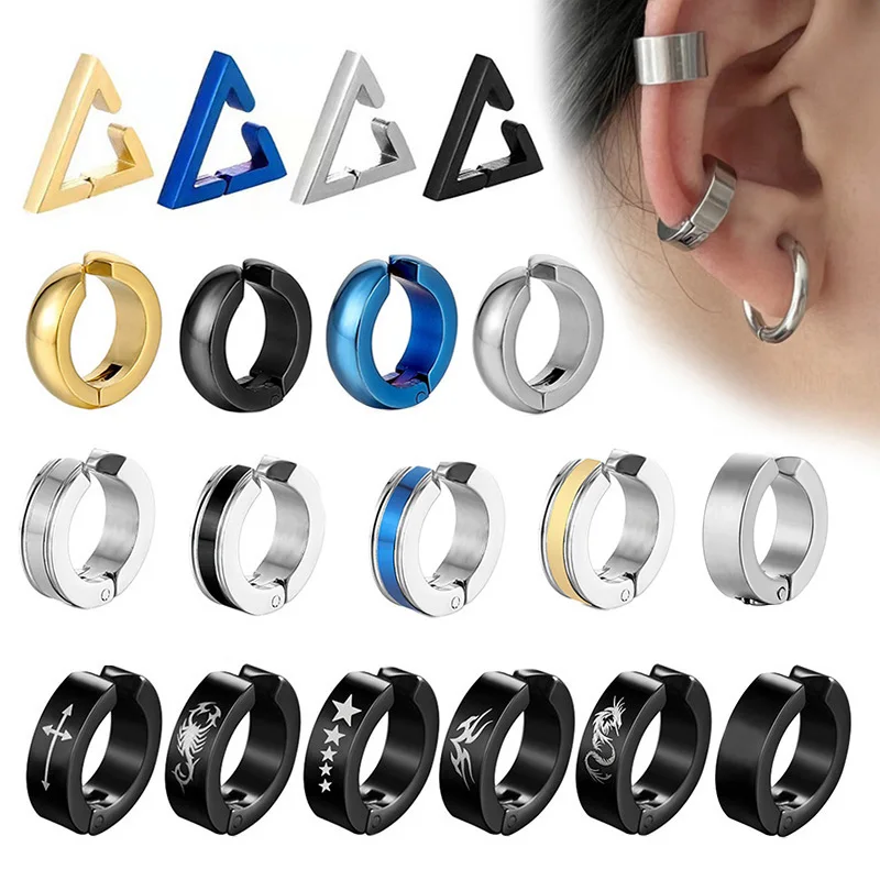 Top Trends: 1 Piece Gothic Ear Clip Hoop Earrings For Men / Women Stainless Steel Painless Non Piercing Fake Earrings Jewelry Gifts Shoppable Styles