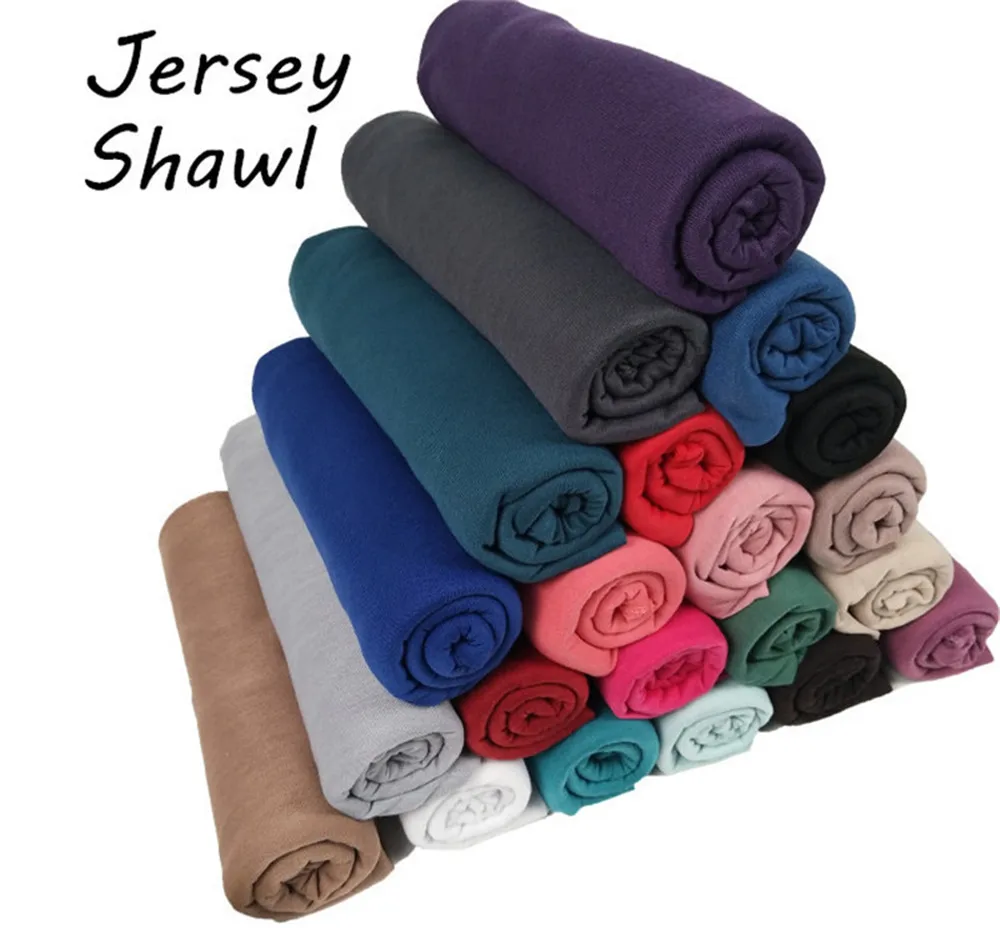 Top Trends: 20 Colors Plain Jersey Hijab Caps Scarf Cotton Polyester Wrap Elasticity Shawls Foulard Long Soft Muslim Headband Snood 170*60Cm Shoppable Styles