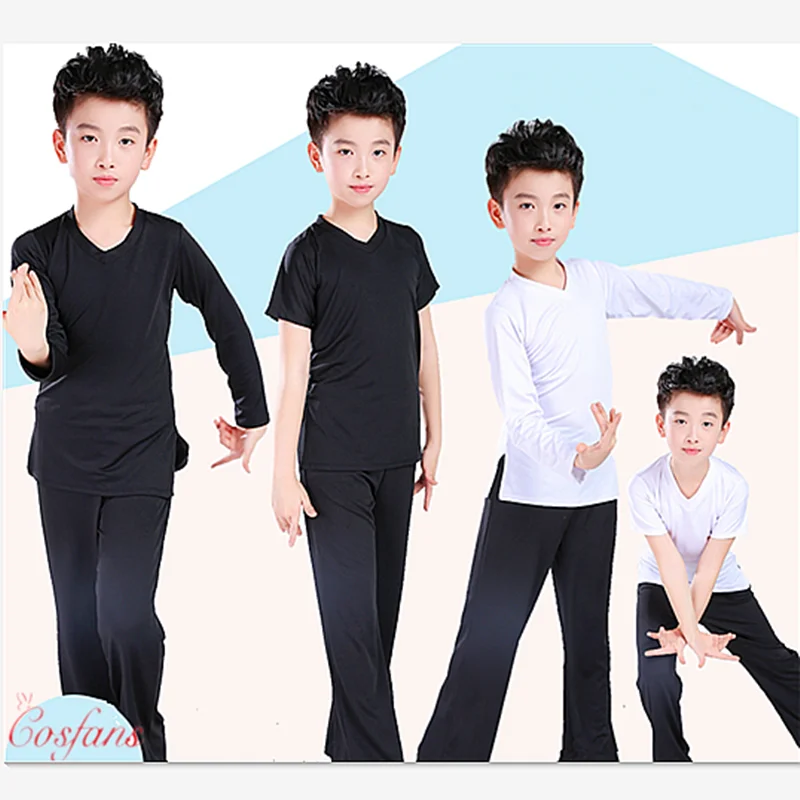 Top Trends: Boy Latin Dancewear Latin Dance Exercise Clothes Ruffly Ballroom Stage Modern Boys Latin Dance Training Clothes Shirt+ pants Sets Shoppable Styles