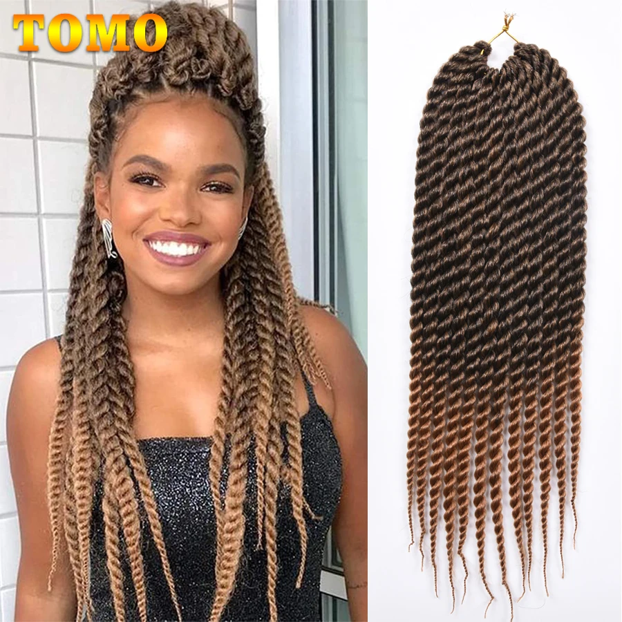 Top Trends: TOMO Jumbo Senegalese Twist Crochet Hair 12&quot; 18 &quot; Ombre Black Brown Color Synthetic Crochet Braiding Hair Extensions 12 Roots Shoppable Styles