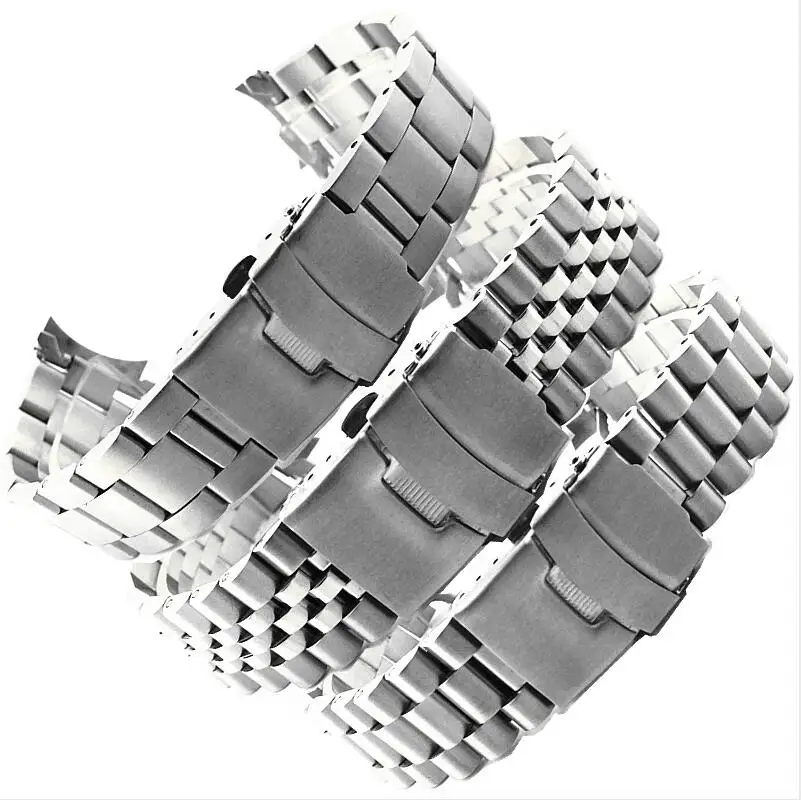 Top Trends: 20mm 22mm Stainless Steel WistWatch Bands Bracelets Curved End Replacement For Seiko SKX007 SKX009 SKX011 Black Silver Watchband Shoppable Styles - Image 2