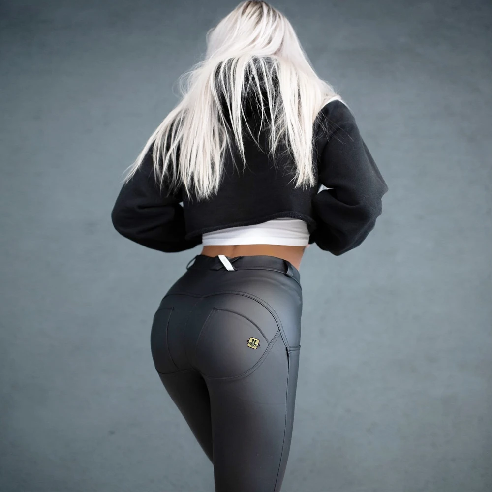 Top Trends: Melody Matt Black Scrunch Bum Leggings Sport Women Fitness Pu Female Pants Gothic Leather Booty Leggings Push Up Shoppable Styles