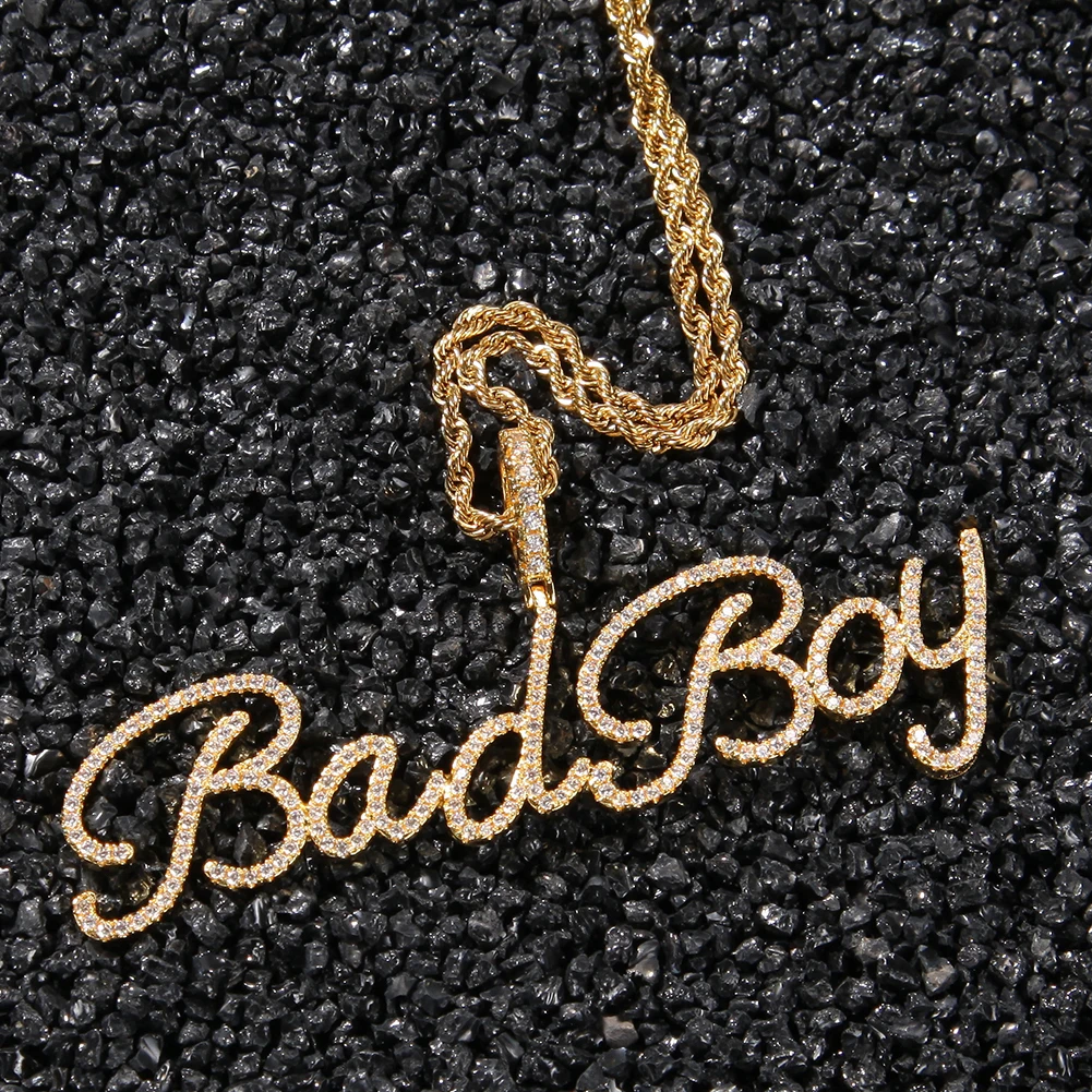 Top Trends: TBTK New Style Personalized Artical Cursive Letter Iced Out CZ Custom Name Pendant Chain Necklace Fashion Charm Hiphop Jewelry Shoppable Styles - Image 4