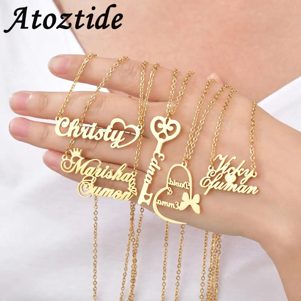 Top Trends: Atoztide Custom Letter Necklaces Personalized Jewelry Chain Pendant Name Gold Color Necklace For Women Stainless Steel Gifts Shoppable Styles