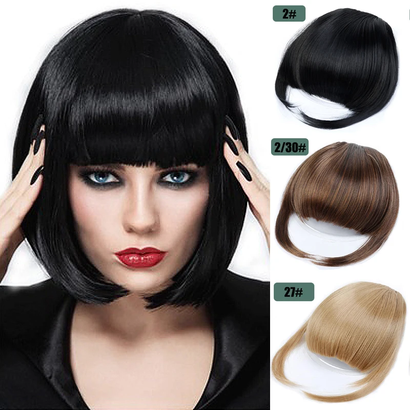 Top Trends: Short Straight Front Hair Neat Bangs Clip In Hair Bangs Extension Hairpiece Synthetic Natural Fake Bang Hair Piece Shoppable Styles