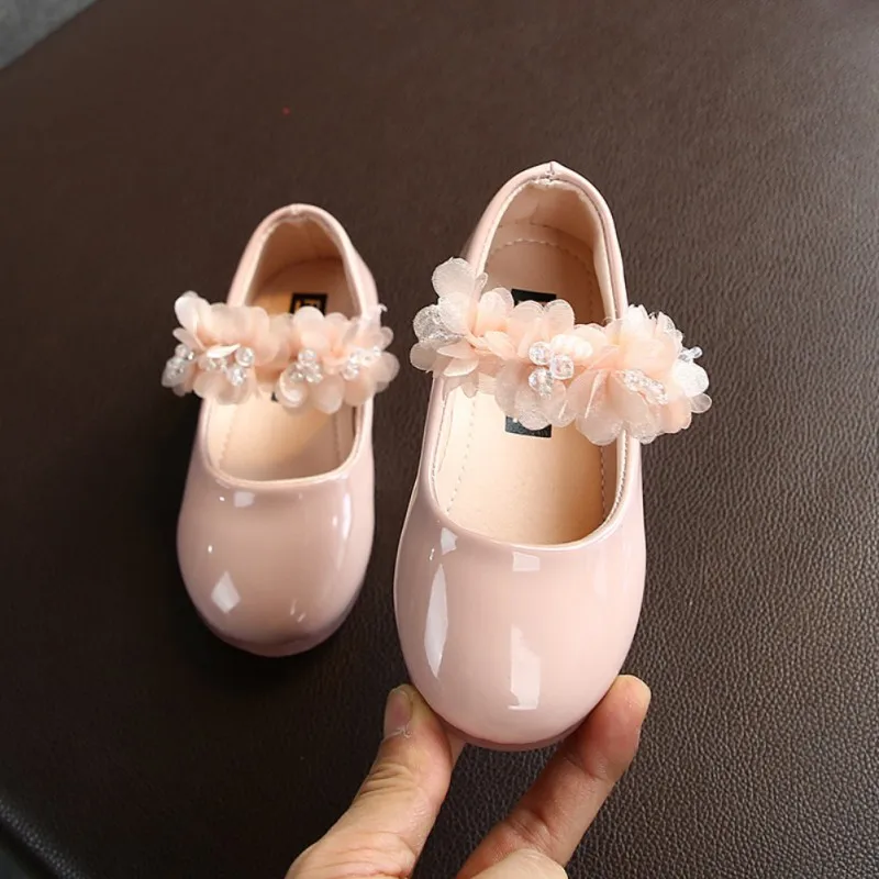 Top Trends: Baby Girls Walking Shoes Kids PU Leather Big Flower Summer Princess Shoes Party Wedding Baby Girls Dance Shoes Shoppable Styles