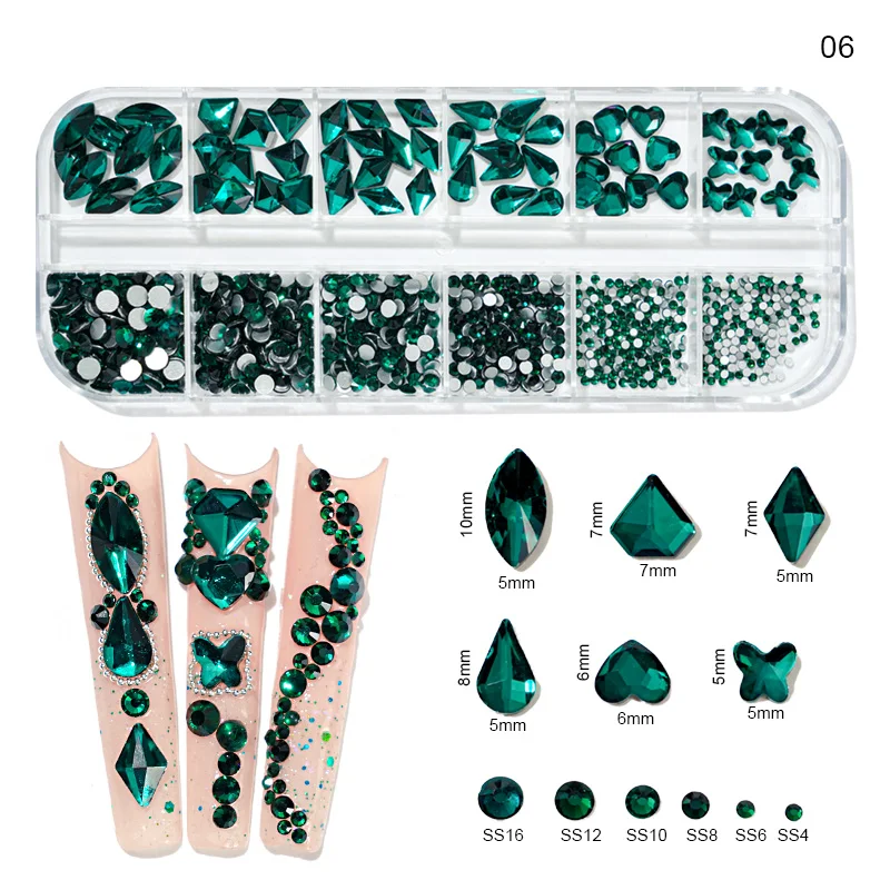 Top Trends: 12Gird Box Multi Size AB / Colorful Hotfix Rhinestones Flatback Crystal Diamond Gems 3D Glitter Nail Art Luxurious Decorations &*& Shoppable Styles