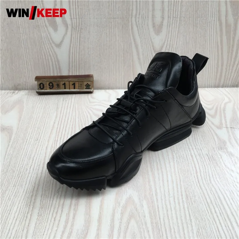 Top Trends: Outdoor Running Shoes Men Lace Up Genuine Leather Sneakers Round Toe Cushioning Jogging Trainers Male Gym Fitness Sports Shoes Shoppable Styles