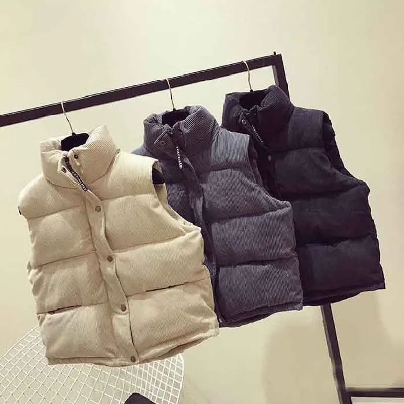 Top Trends: 2023 Women Sleeveless Vest Winter Warm 2XL Corduroy Cotton Jacket Female Simple Veats Sleeveless Waistcoat Shoppable Styles