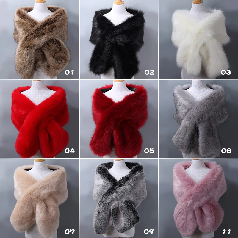 Top Trends: Women Warm Faux Fur Shawl Thicken Wraps Wedding Winter Long Stole Shrug Bridal Scarf Bridal Formal Party Shrug Fur Capes Shoppable Styles