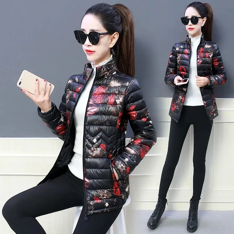 Top Trends: Print Down Cotton Coat Women's Short 2021 New Middle-Aged Elderly Mothers Wear Stand-Up Collar Color Winter Coat Women Jackets Shoppable Styles