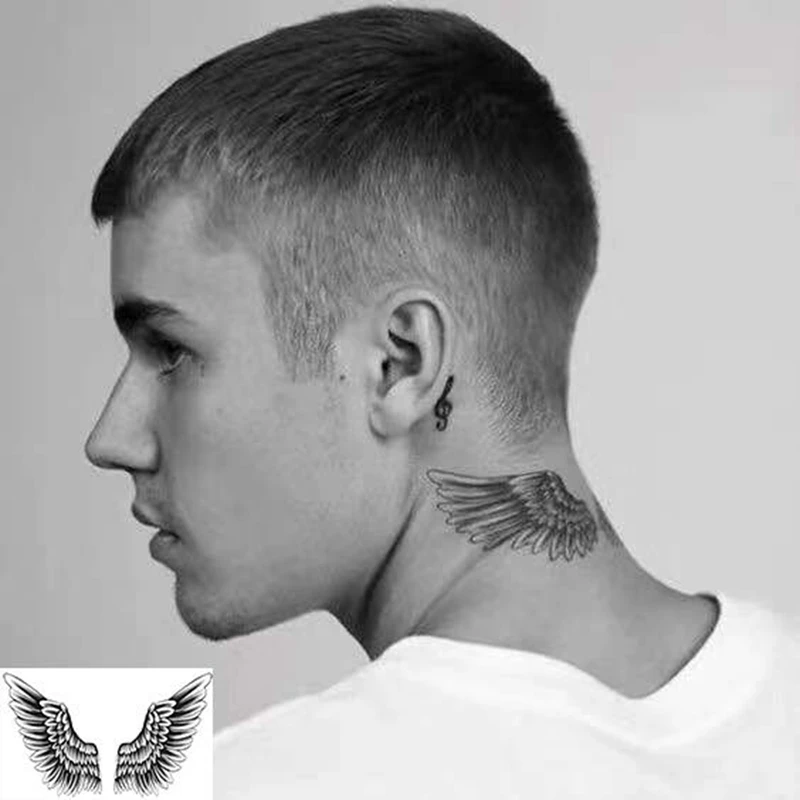 Top Trends: New Neck Wing Temporary Tattoo Sticker Men And Women Waterproof Black Lasting Fake Tattoo Demon Angel Body Art Tattoo Sticker Shoppable Styles