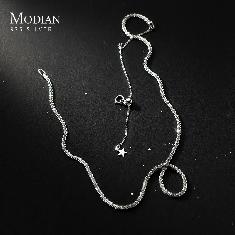 Top Trends: Modian Dazzling Simple Adjustable Necklace For Women Girls 925 Sterling Silver Luxury Brand Jewelry 2024 New Mode Accessories Shoppable Styles - Image 4